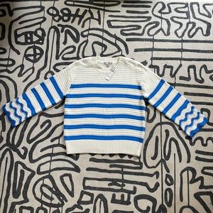 Jcrew textured crewneck pullover sweater in stripe